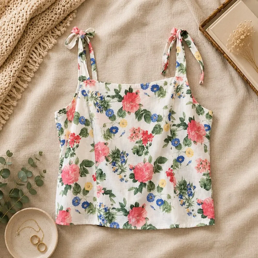 Old Navy Fitted Tie-Shoulder Cropped Dobby Corset Cami Top Pink Rose Coquette XL